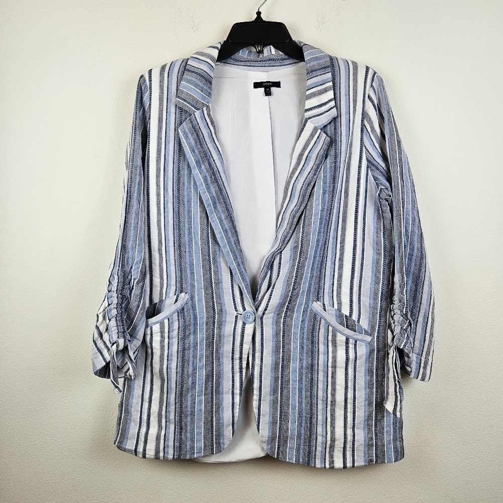 Drew striped lined linen blend Striped Single button blazer Size Medium